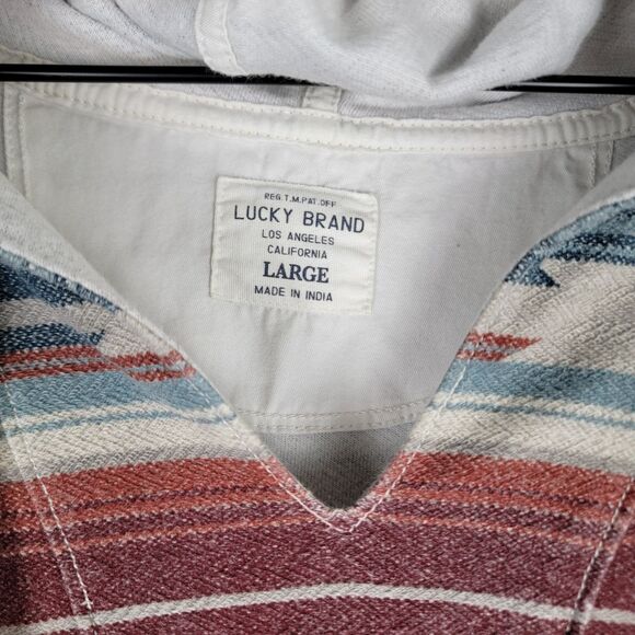 Lucky Brand Men's Size L Woven Jacquard Long Sleeve Aztec Hoodie Sweatshirt - Picture 5 of 10